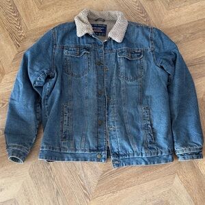 Bass Creek Outfitters Sherpa Lined Denim Trucker Jacket Workwear size large